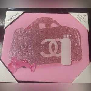 Pink glitter Chanel gym bag with pink weights fashion art by Design District NWT
